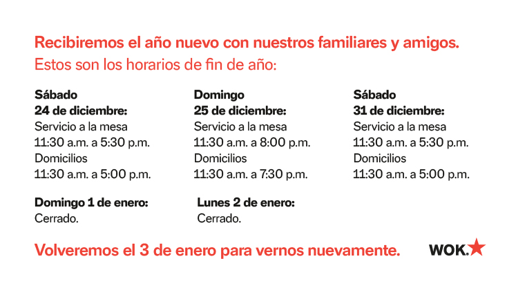 Horario fin de año 2022