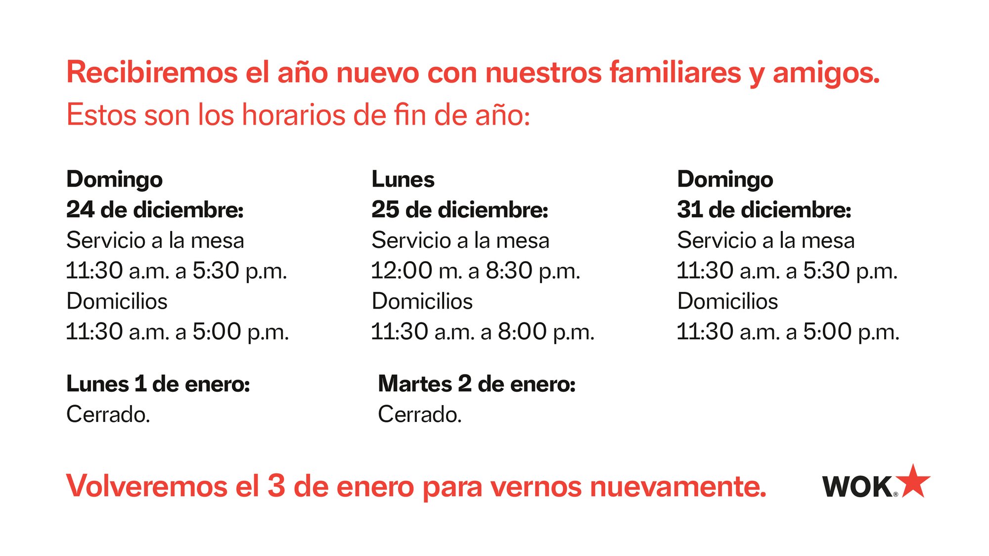 Horario fin de año 2023